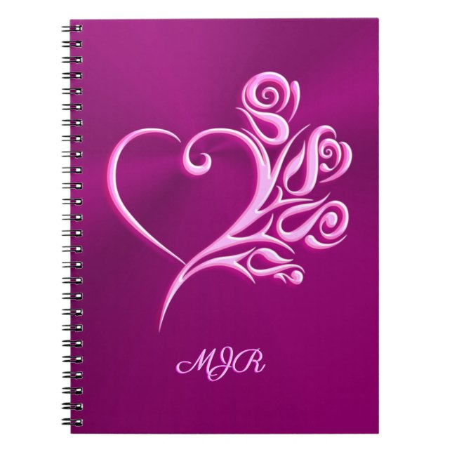 Cuaderno Monograma personalizado, corazón estilizado malauv (Frente)