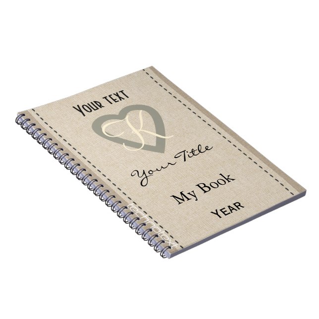 Cuaderno Monograma personalizado Corazón simple (Lado Derecho)