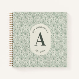 Cuaderno Monograma personalizado de apellido familiar Verde