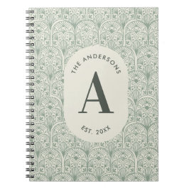 Cuaderno Monograma personalizado de apellido familiar Verde