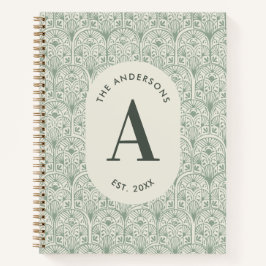 Cuaderno Monograma personalizado de apellido familiar Verde
