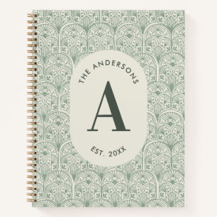 Cuaderno Monograma personalizado de apellido familiar Verde