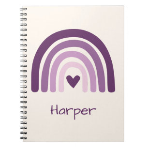 Cuaderno Monograma Personalizado de Arcoíris Morado