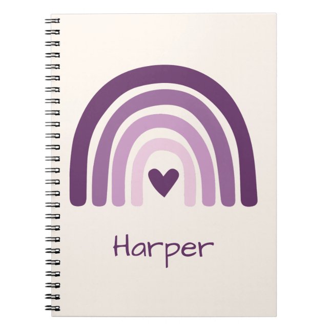 Cuaderno Monograma Personalizado de Arcoíris Morado (Frente)