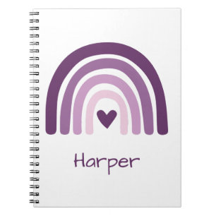 Cuaderno Monograma Personalizado de Arcoíris Morado