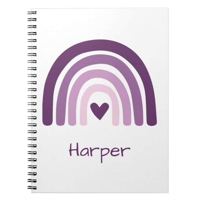 Cuaderno Monograma Personalizado de Arcoíris Morado (Frente)