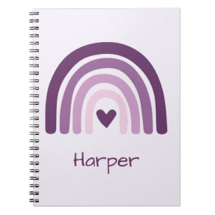 Cuaderno Monograma Personalizado de Arcoíris Morado