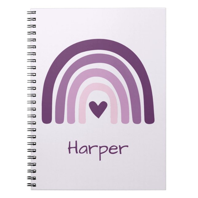 Cuaderno Monograma Personalizado de Arcoíris Morado (Frente)