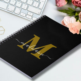 Cuaderno Monograma Personalizado de bloc de notas negro ini