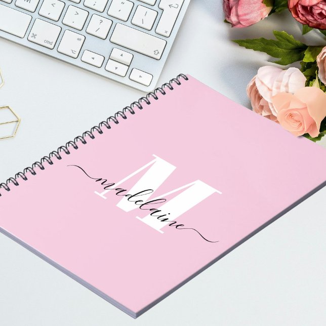 Cuaderno Monograma Personalizado de bloc de notas rosa inic (Subido por el creador)