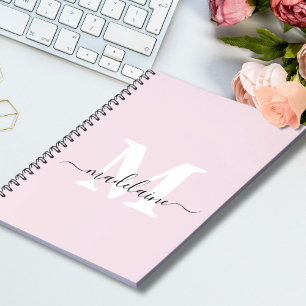 Cuaderno Monograma Personalizado de bloc de notas rosa inic