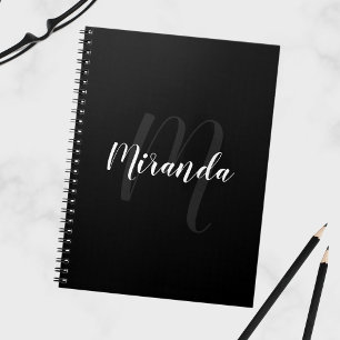 Cuaderno Monograma personalizado de escritura moderna y nom