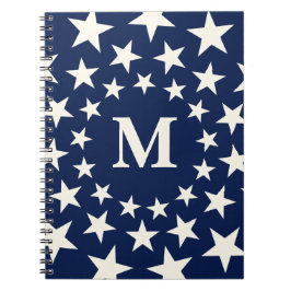 Cuaderno Monograma Personalizado de Estrellas Vintage Ameri
