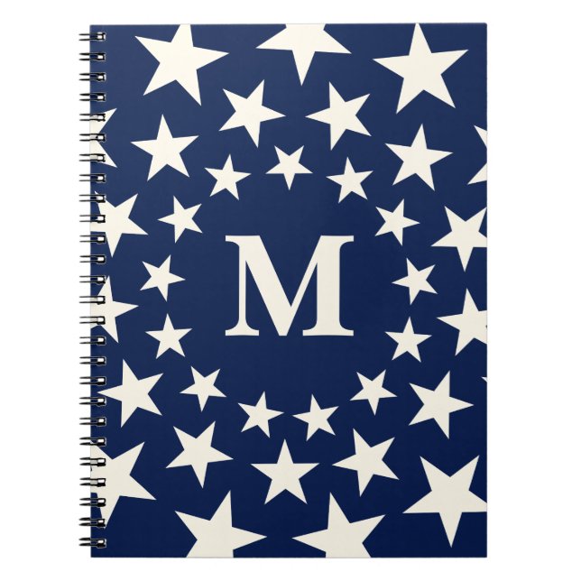 Cuaderno Monograma Personalizado de Estrellas Vintage Ameri (Frente)