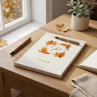 Cuaderno Monograma Personalizado de la Cosecha de Otoño
