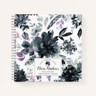 Cuaderno Monograma Personalizado de la Marina Nocturna Flor