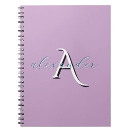 Cuaderno Monograma personalizado de lavanda con nombre pers