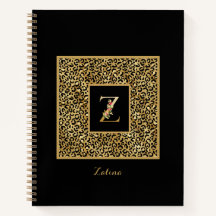 Monograma personalizado de leopardo dorado moderno