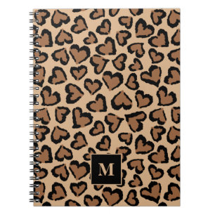 Cuaderno Monograma personalizado de leopardo lindo