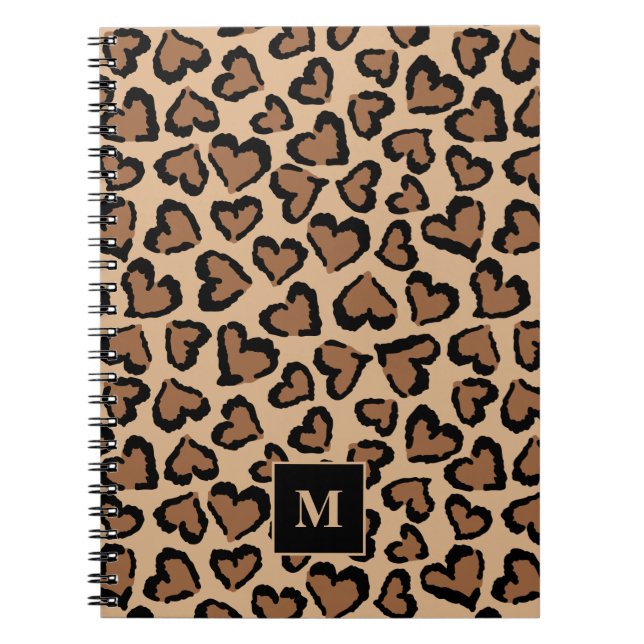 Cuaderno Monograma personalizado de leopardo lindo (Frente)