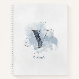Cuaderno Monograma personalizado de letra Y floral moderno 