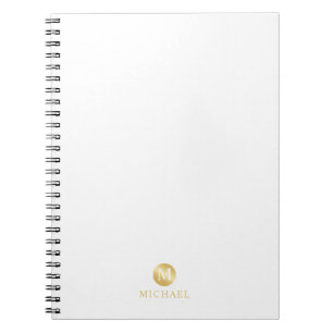 Cuaderno Monograma personalizado de lujo blanco y oro