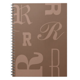 Cuaderno Monograma Personalizado de Mocha, Iniciales de Tip