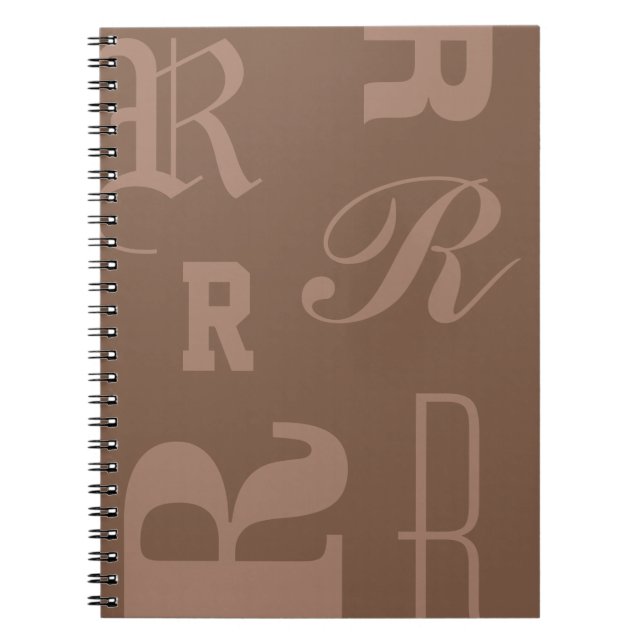 Cuaderno Monograma Personalizado de Mocha, Iniciales de Tip (Frente)