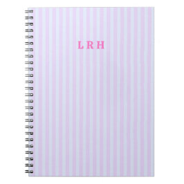 Cuaderno Monograma Personalizado de Raya Vintage Rosa
