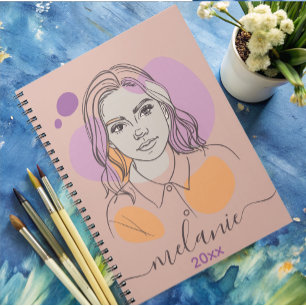 Cuaderno Monograma Personalizado de retrato abstracto minim