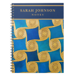 Cuaderno Monograma personalizado del antiguo Egipto azul or