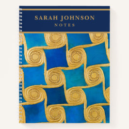 Cuaderno Monograma personalizado del antiguo Egipto azul or