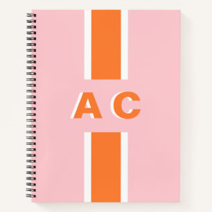 Cuaderno Monograma personalizado del partido retro-novia