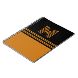 Cuaderno Monograma personalizado elegante negro y marrón