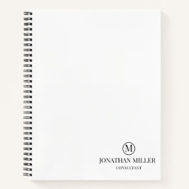 Cuaderno Monograma Personalizado en Blanco y Negro Moderno