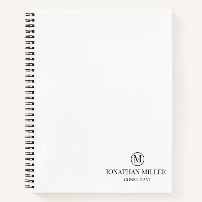 Cuaderno Monograma Personalizado en Blanco y Negro Moderno (Anverso)