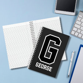 Cuaderno Monograma personalizado en blanco y negro personal