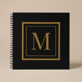 Cuaderno Monograma personalizado en marco negro y dorado