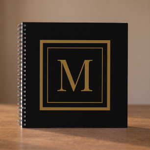 Cuaderno Monograma personalizado en marco negro y dorado