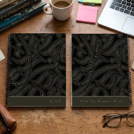 Cuaderno Monograma personalizado en negro grabado en caligr