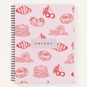 Cuaderno Monograma personalizado Encantadora Fresa de Cerez