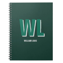 Cuaderno Monograma personalizado esmeralda minimalista 