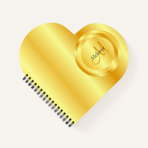 Cuaderno Monograma personalizado Faux Gold Elegant Template