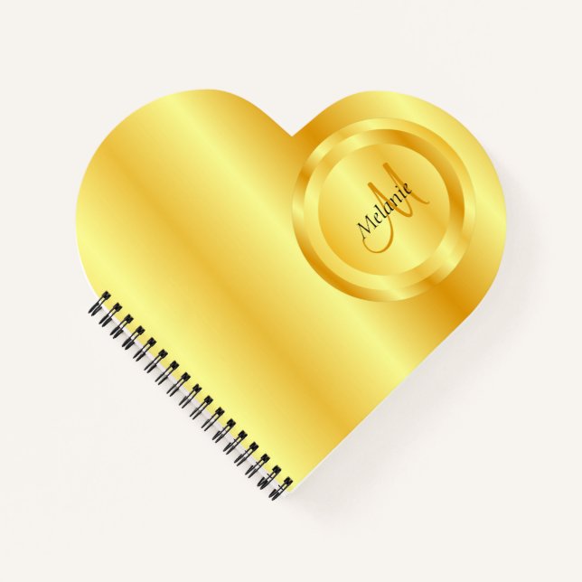 Cuaderno Monograma personalizado Faux Gold Elegant Template (Anverso)