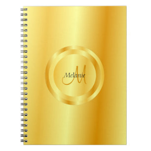 Cuaderno Monograma personalizado Faux Gold Elegant Template
