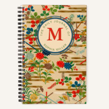 Monograma Personalizado Floral Japonés Vintage