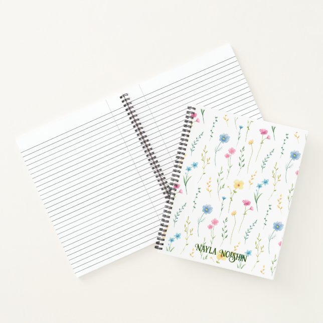 Cuaderno Monograma Personalizado Floral Rosa Bonito (Interior)