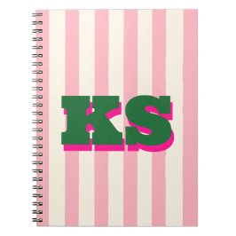 Cuaderno Monograma Personalizado Franja Rosa, Iniciales Per