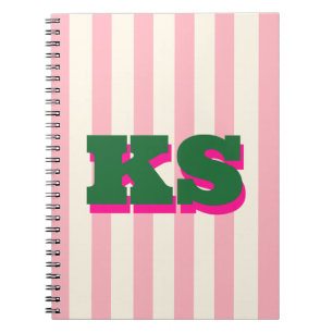 Cuaderno Monograma Personalizado Franja Rosa, Iniciales Per