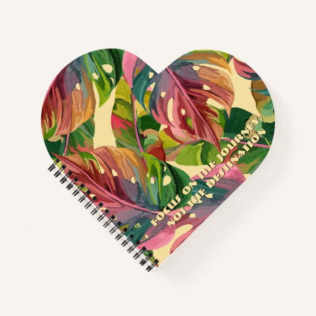 Cuaderno Monograma personalizado Hojas tropicales Corazón  (Anverso)